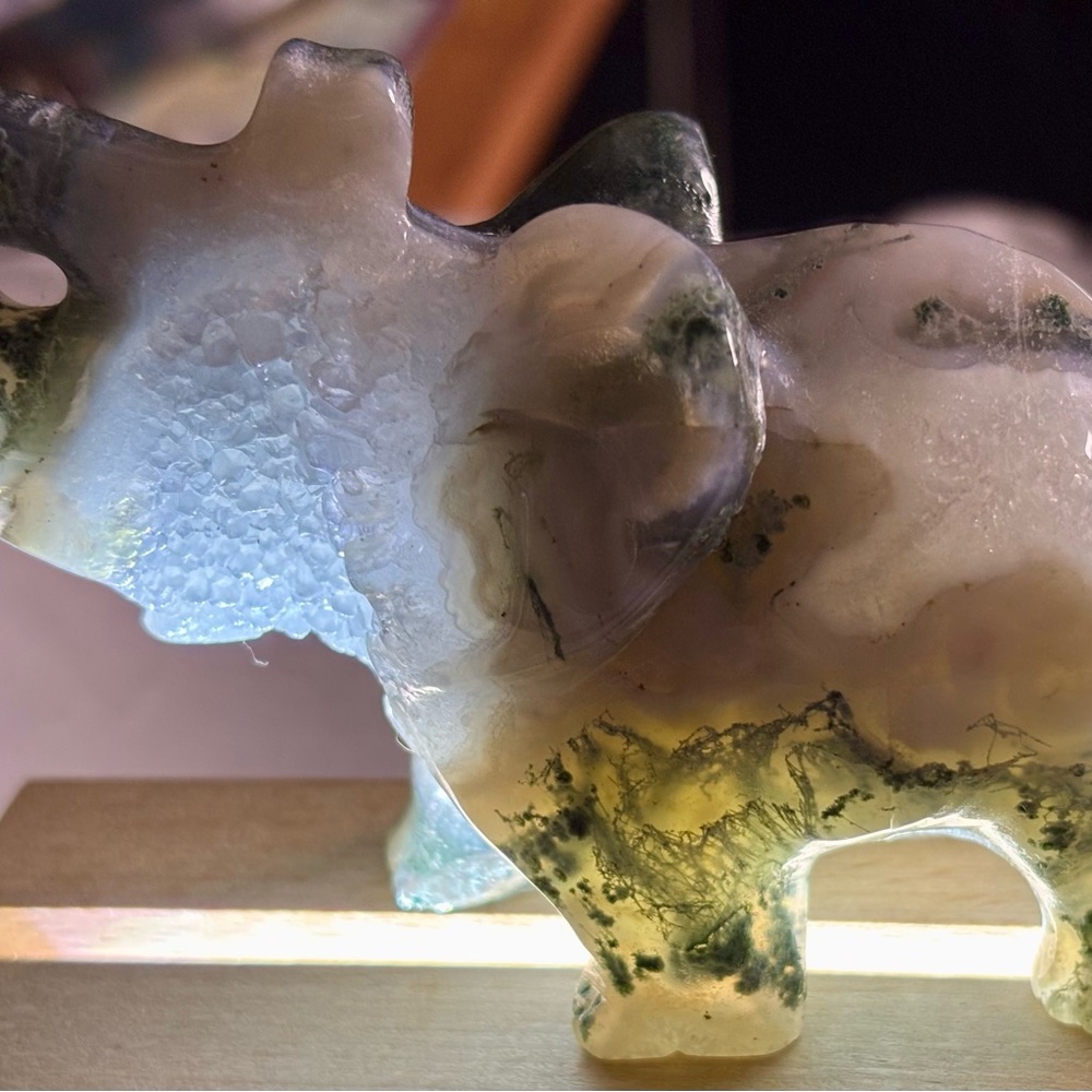 Artistic Elephant Sculpture in Green and Cream